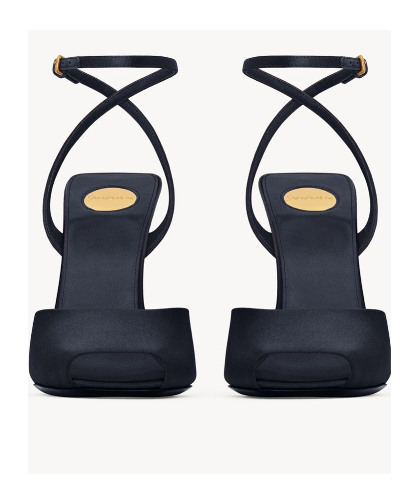 Saint Laurent La Scandale Wedge Sandal In Black