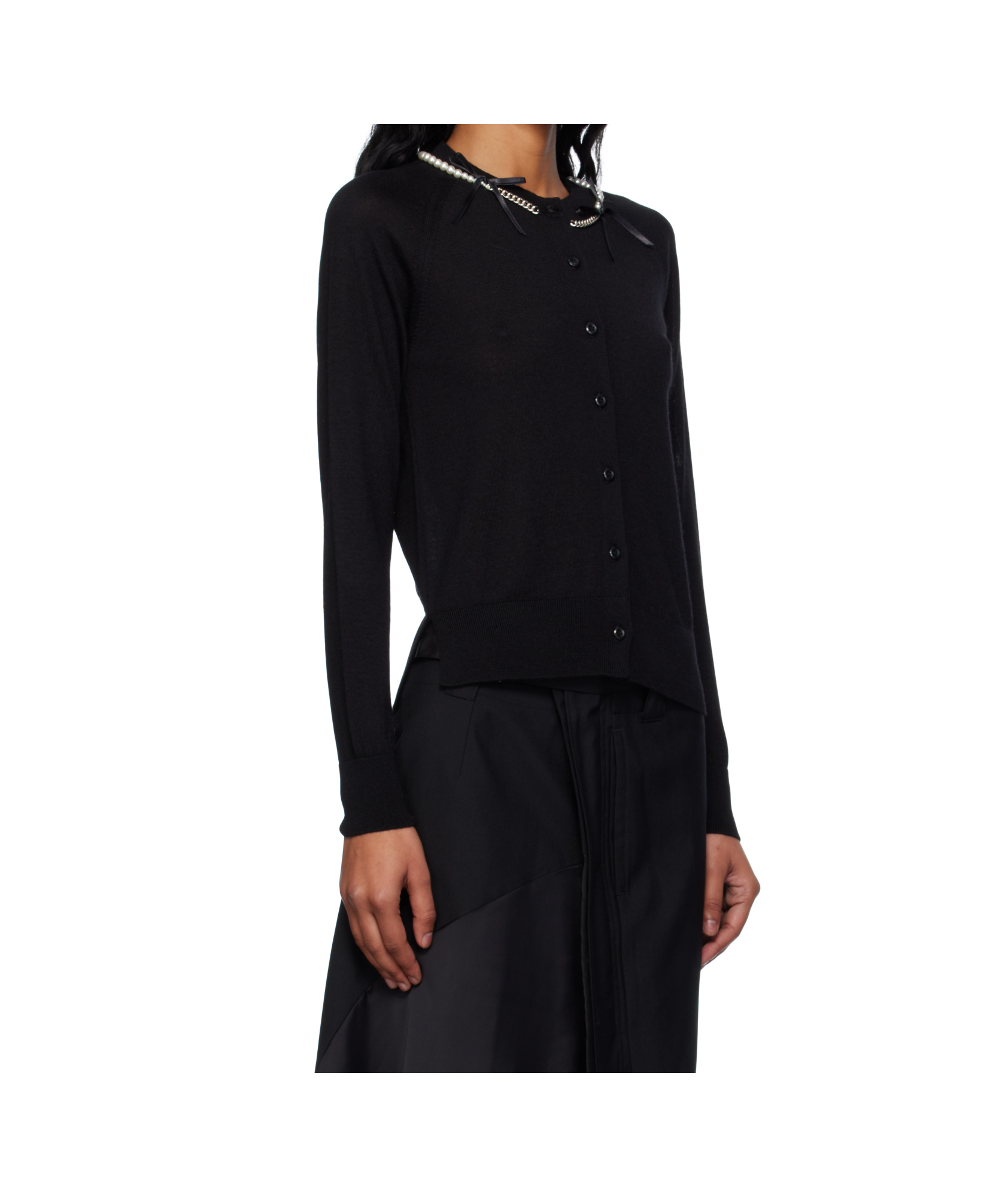 Simone Rocha Pearl-chain Cardigan In Black