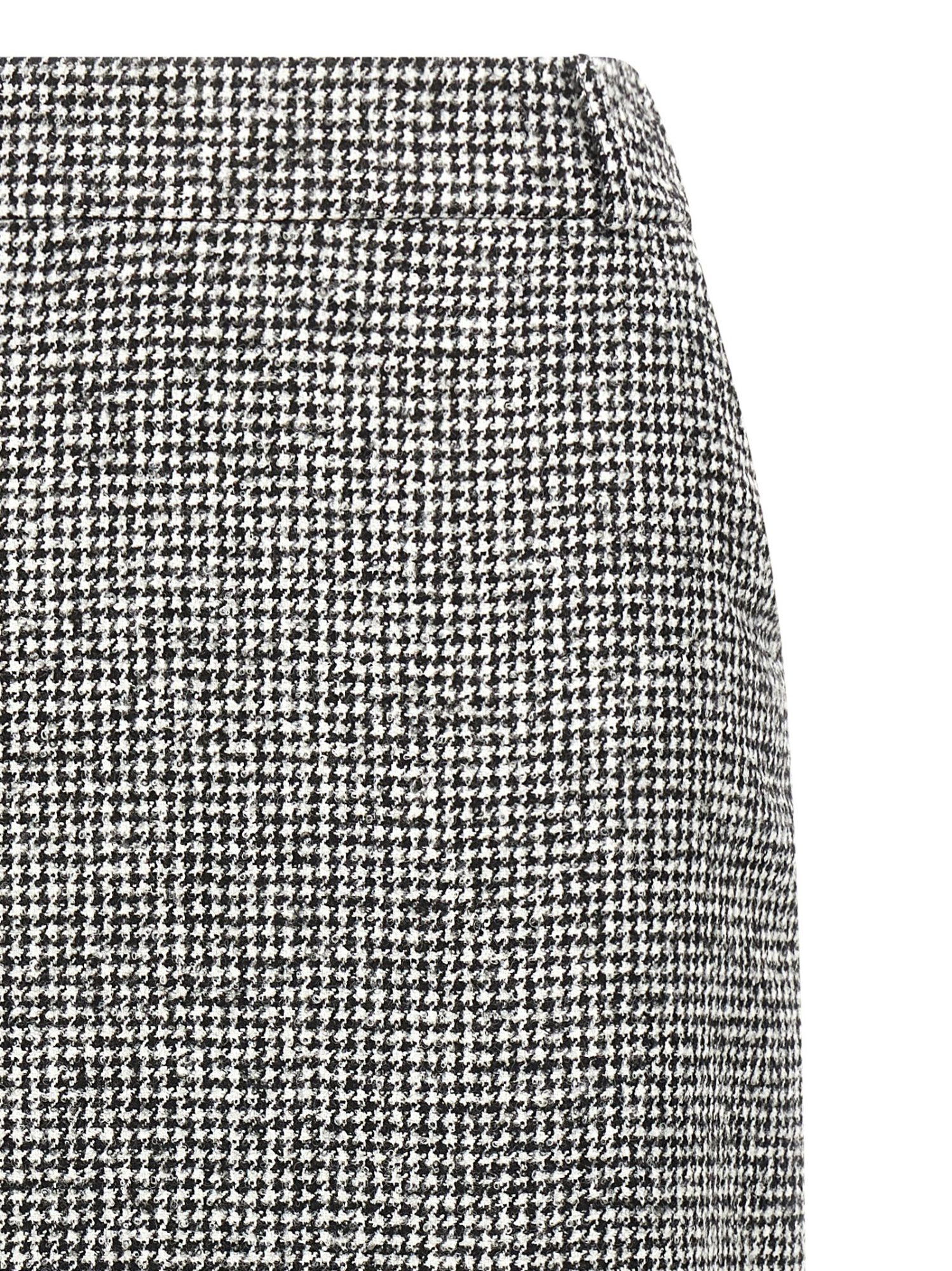 Ermanno Scervino Houndstooth Sheath Longuette Skirt With Back Split In Black