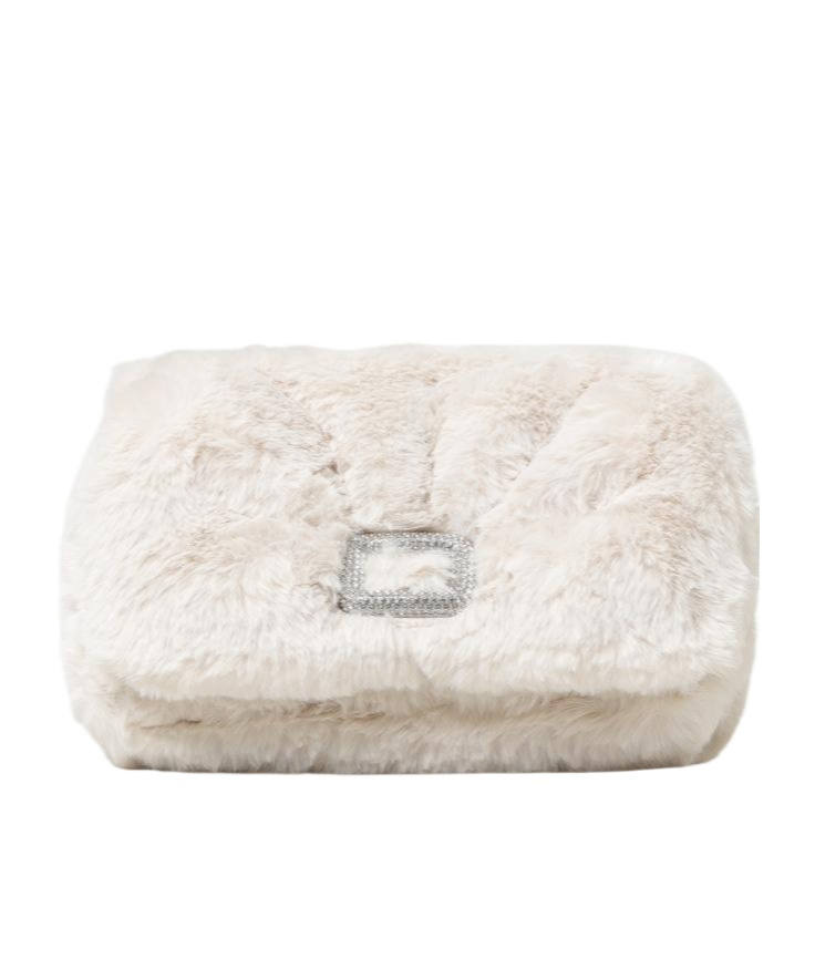 Roger Vivier Viv' Choc Phone Holder In Faux Fur In White