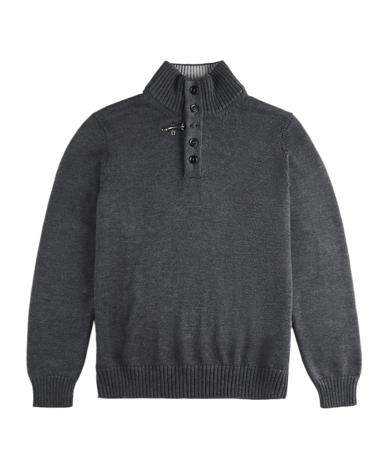 Fay High Collar Dark Gray Pullover In Black