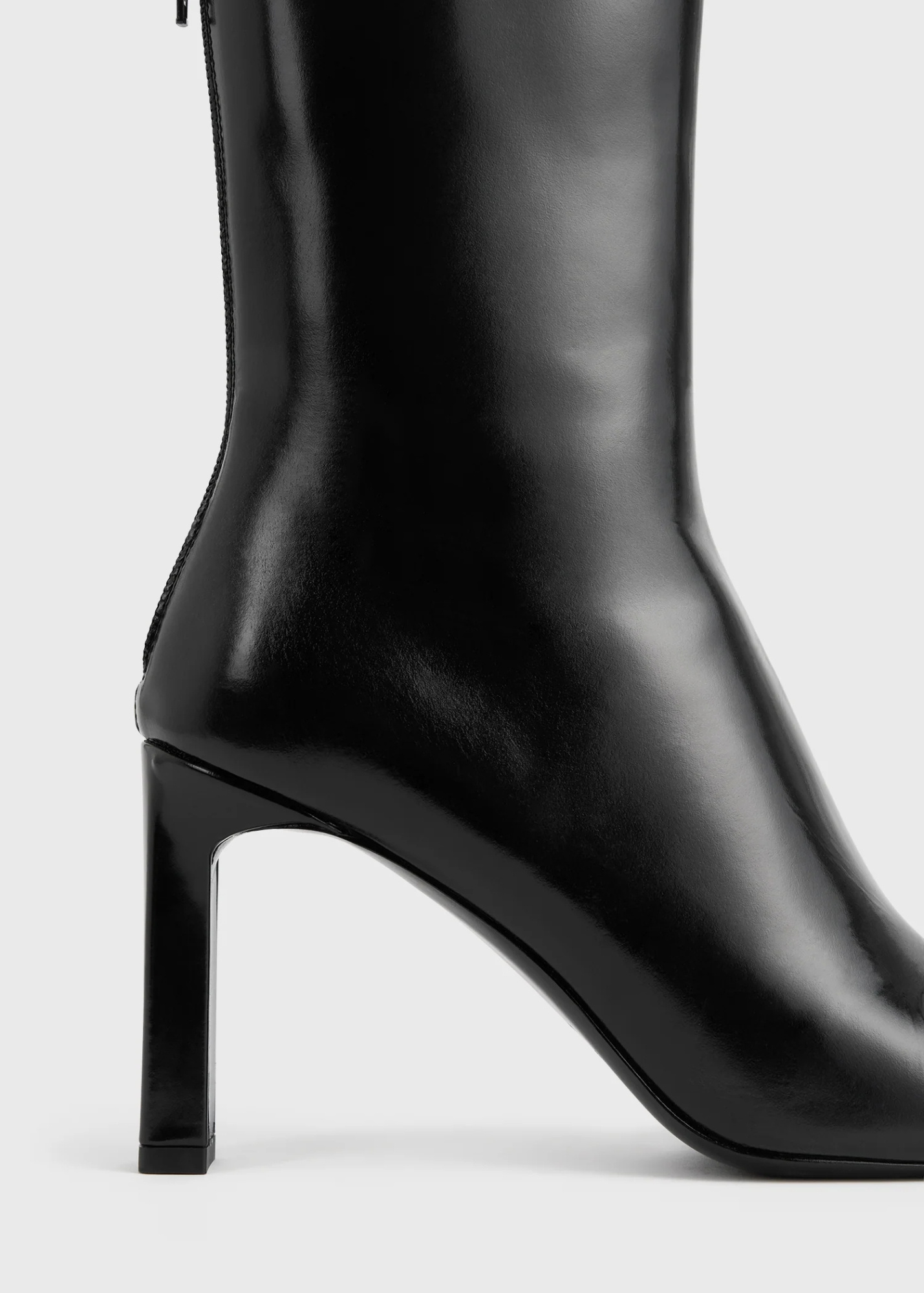 Totême Toteme 80 Glossed Leather Mid-calf Boots In Black