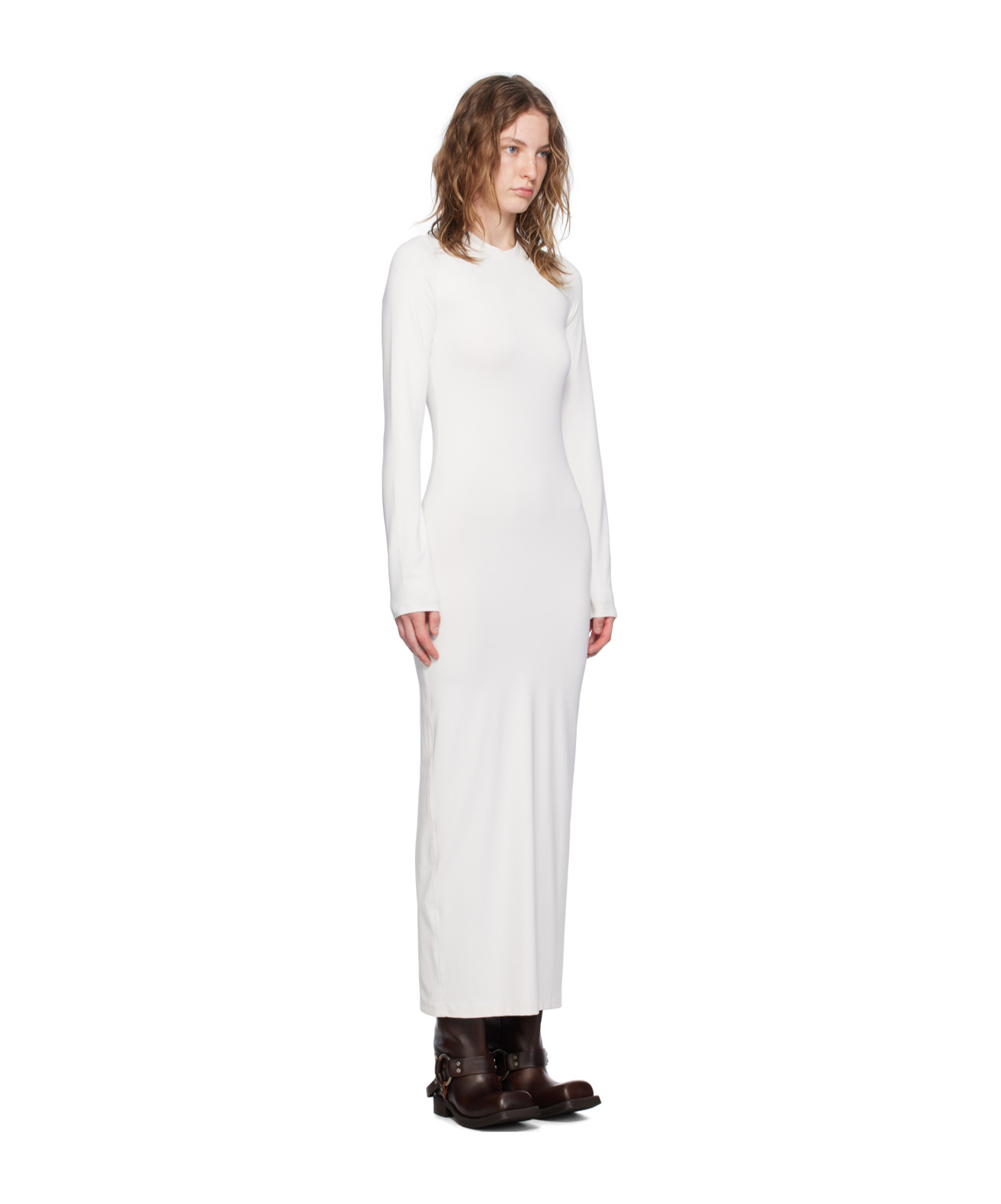 Acne Studios Round-collar Long-sleeved Dress In White