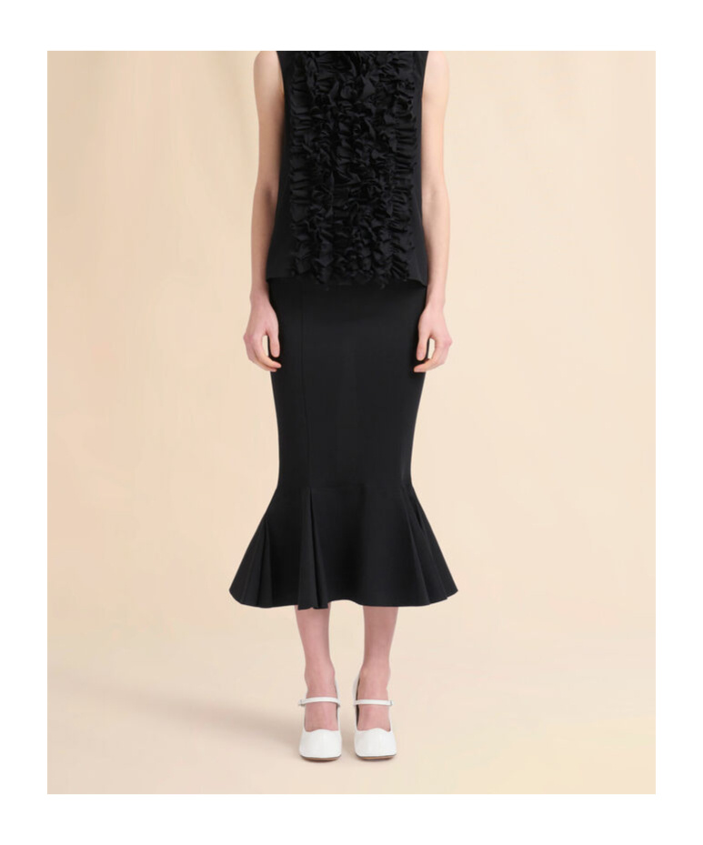 Marni Peach Jersey Skirt With Mermaid Hem In Black