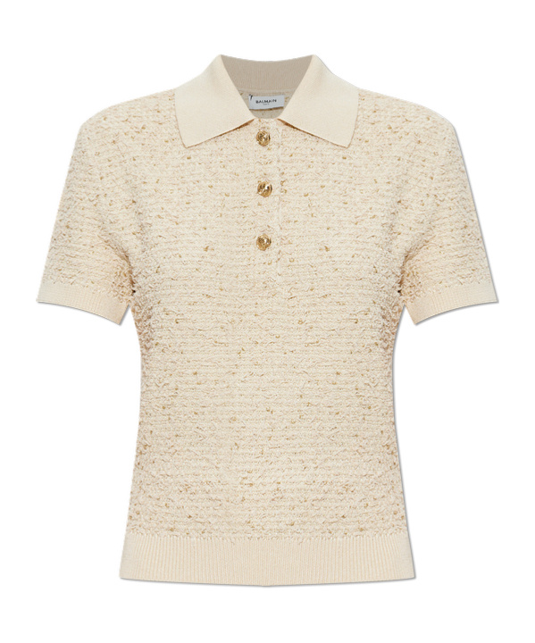Balmain Short-sleeved Polo Shirt In Neutral