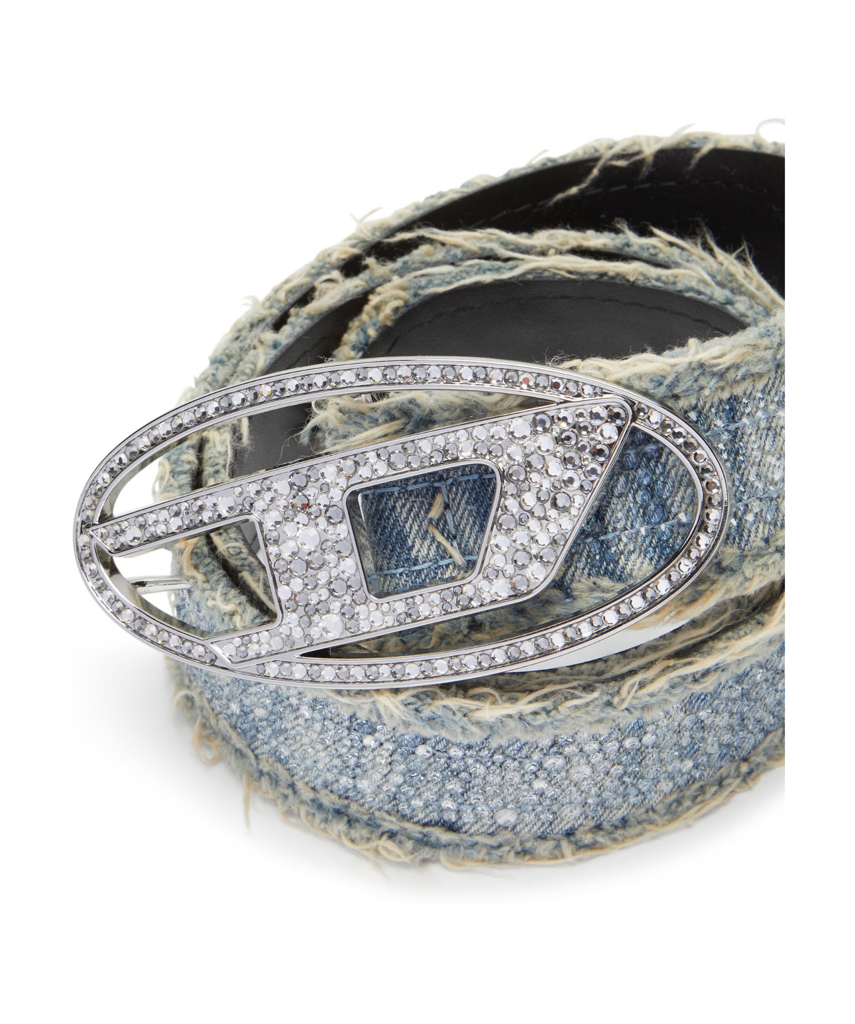 Shop Diesel B-1dr Crystal-embellished Belt In Gray