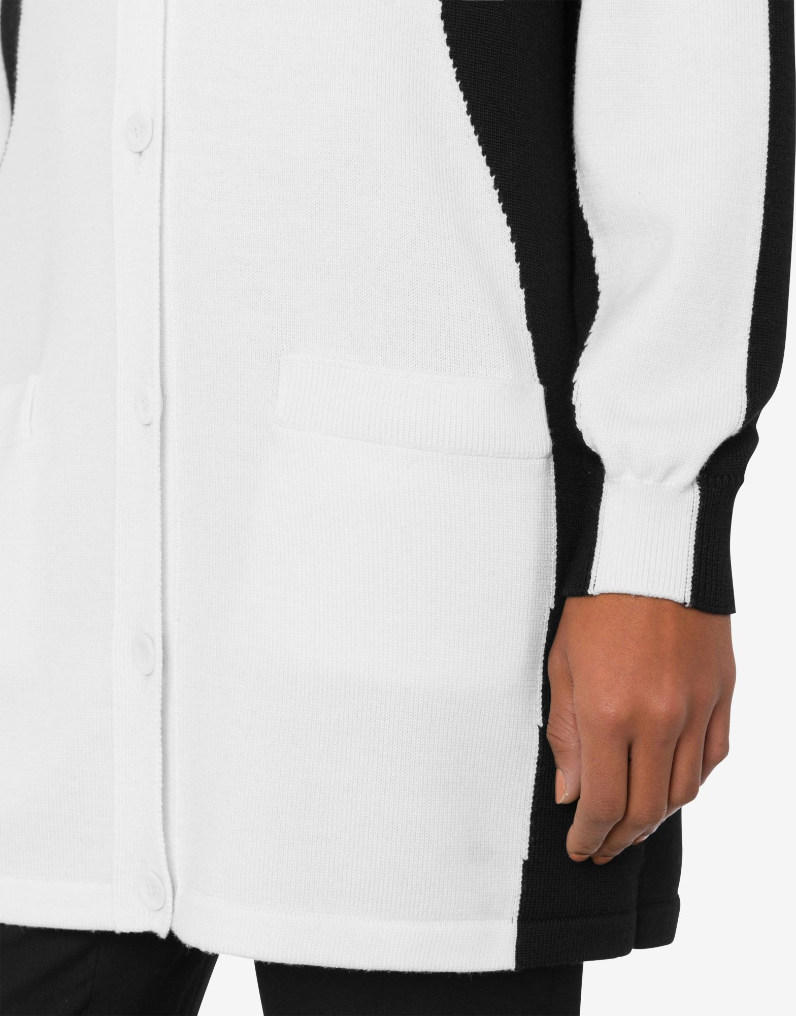 Moschino Black And White Wool Cardigan In White