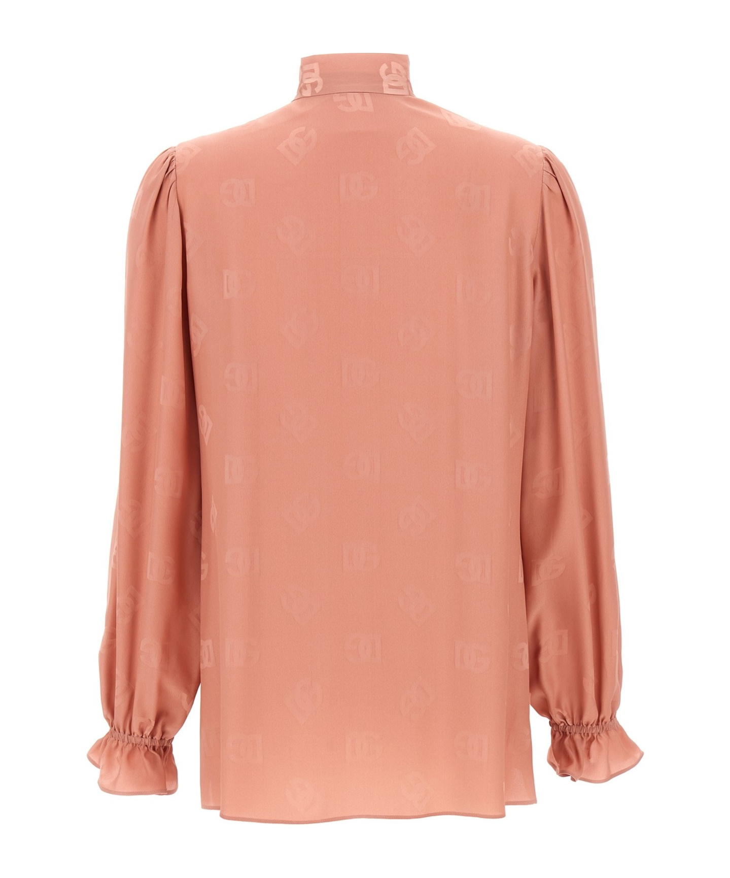 Dolce & Gabbana Silk Shirt With Puff Shoulders And Bow Detail In Pink