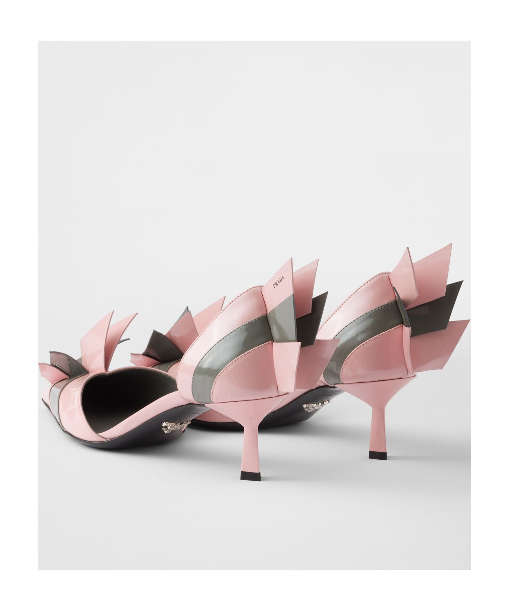 Prada Heel Pumps With Geometric Accents And Strappy Design In Pink