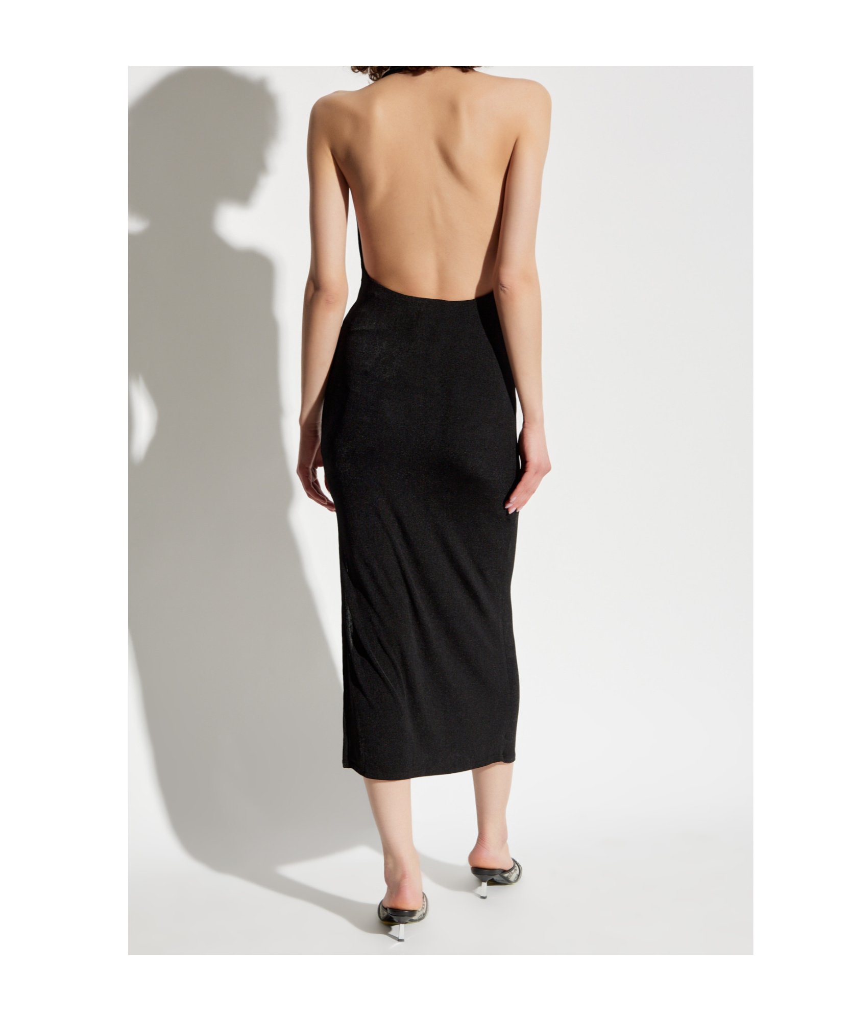 Misbhv Deep Neck Gathering Midnight Dress In Black