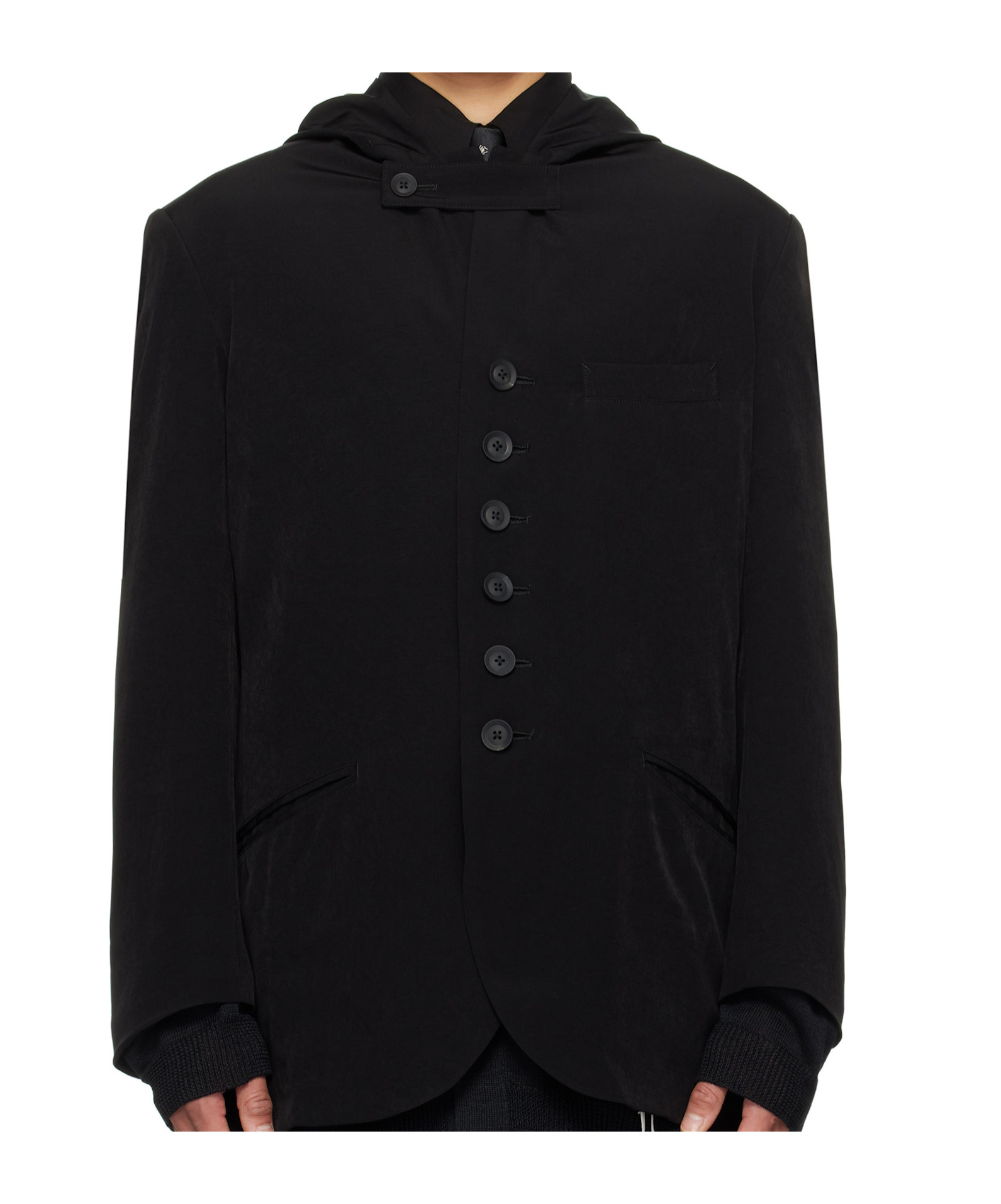 Yohji Yamamoto Black Hooded Blazer In Black