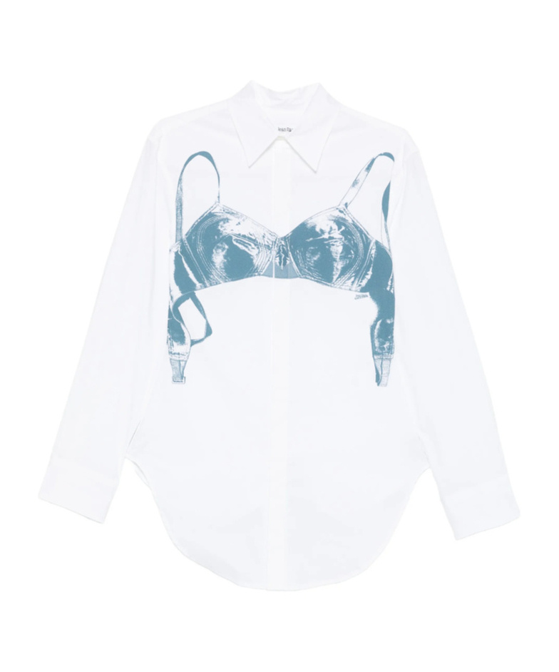 Jean Paul Gaultier Womens White Blue Grey Scanned Bra Stretch-cotton Shirt