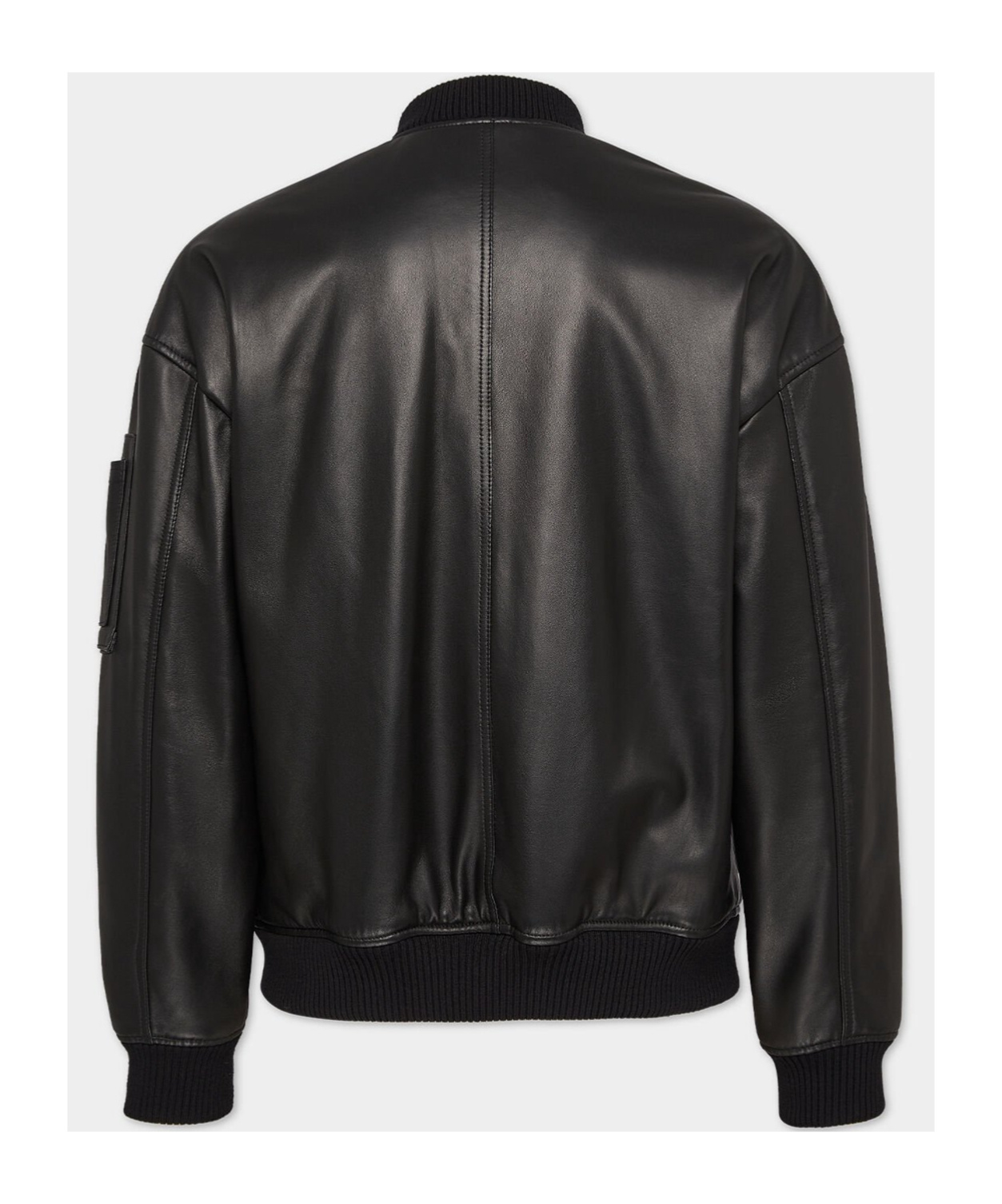 Dsquared2 Black Lambskin Jacket With Ribbed Collar In Black