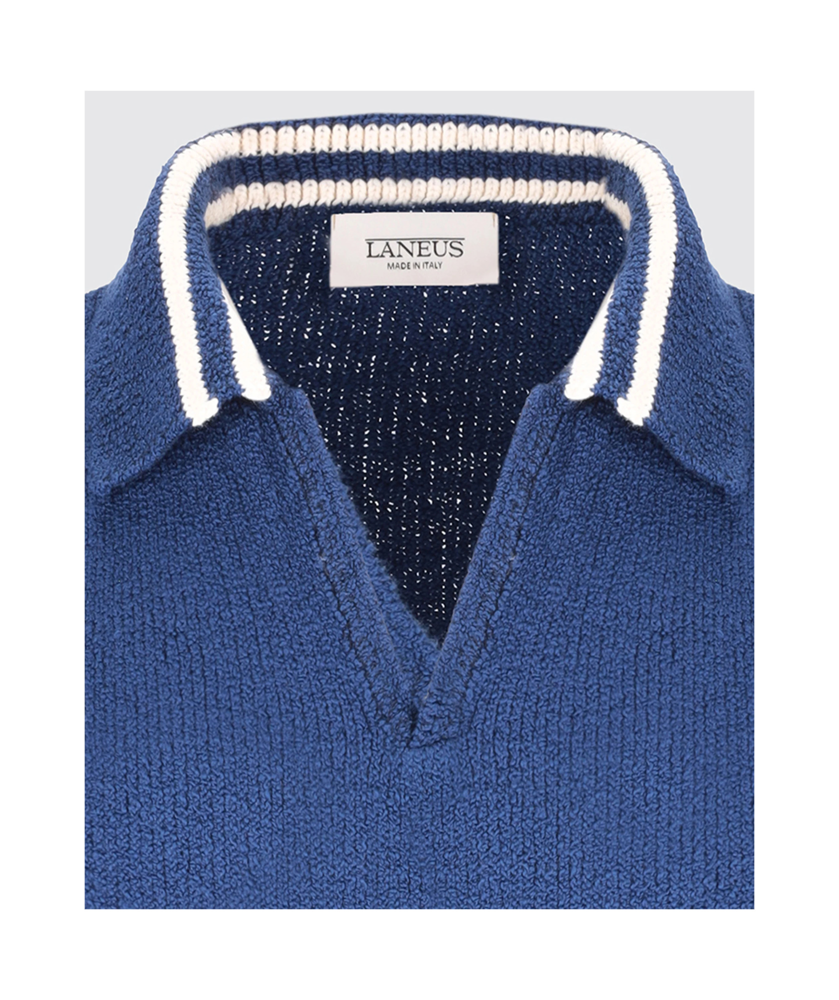 Shop Laneus Knitted Polo Shirt In Blue