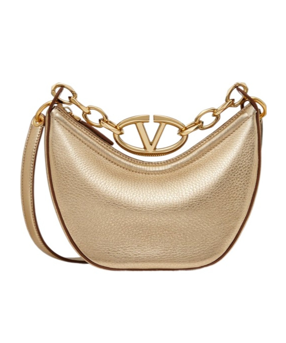 Valentino Mini Vlogo Moon Chain Shoulder Bag In Nude