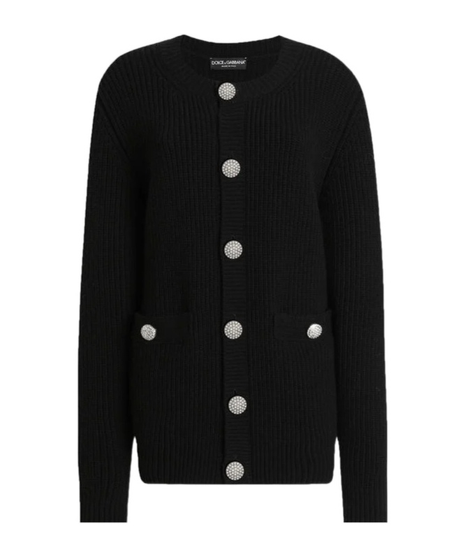 Dolce & Gabbana Jewel Buttons Cardigan Sweaters And Cardigans Black In Black