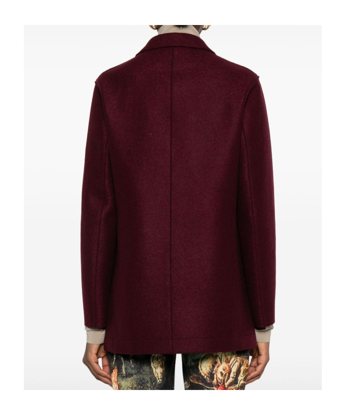Harris Wharf London Wool Double-breasted Coat Gold Buttons In Burgundy
