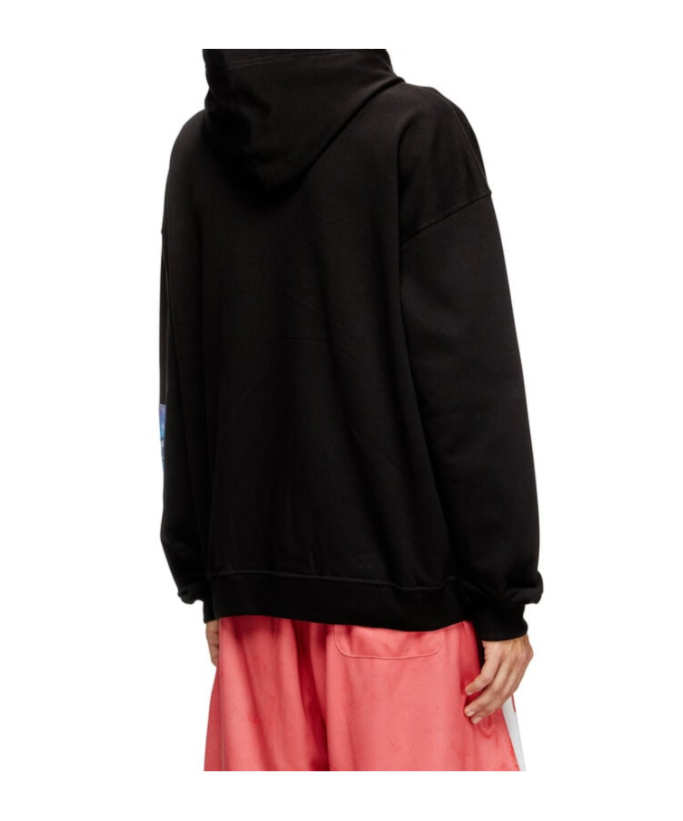 Diesel Graphic Print Hooded Sweater Kangaroo Pocket In Black