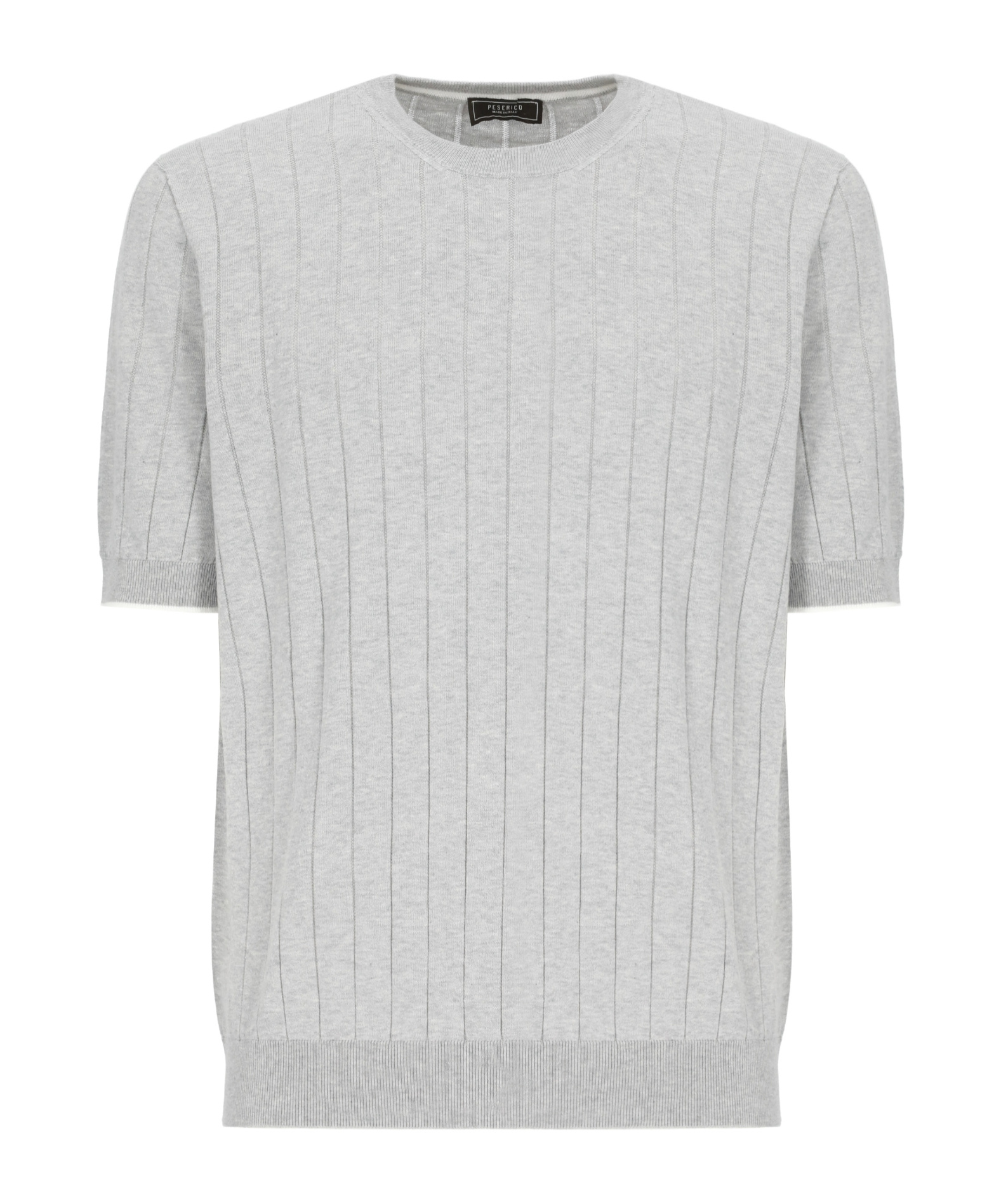 Peserico Ribbed Round Neck T-shirt In Gray