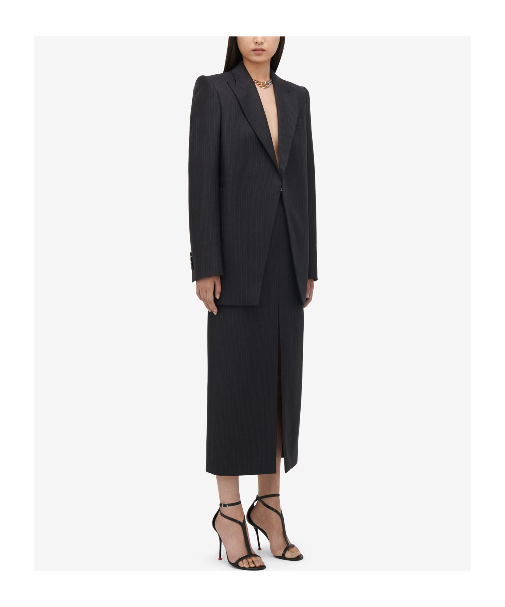 Alexander Mcqueen Pinstripe Pattern Blazer In Black