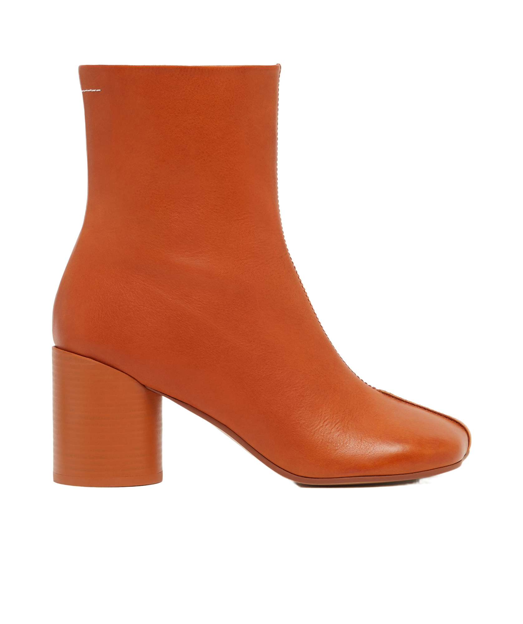 Mm6 Maison Margiela Tan Stitch-out Leather Ankle Boots In Brown