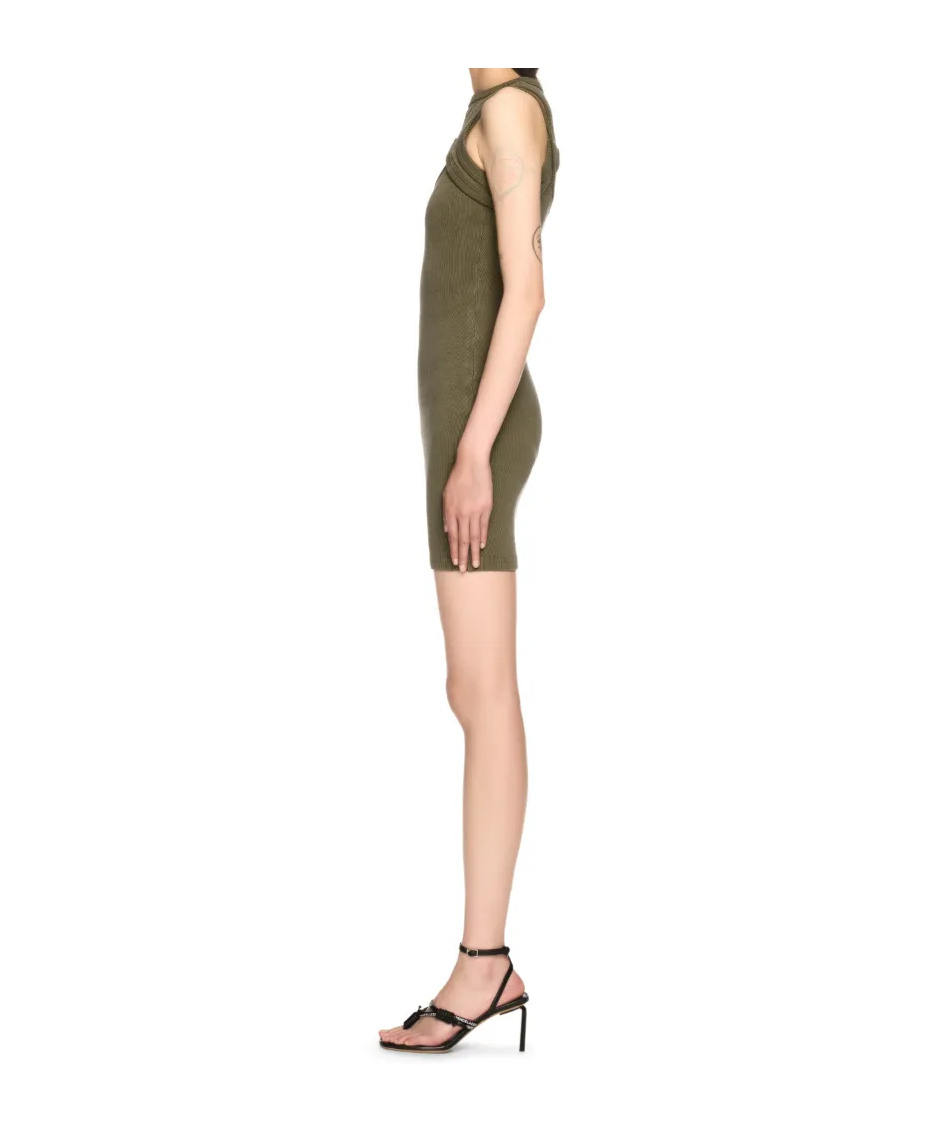 Off-white Green Stamp Ribbed Cut-out Minidress In Green