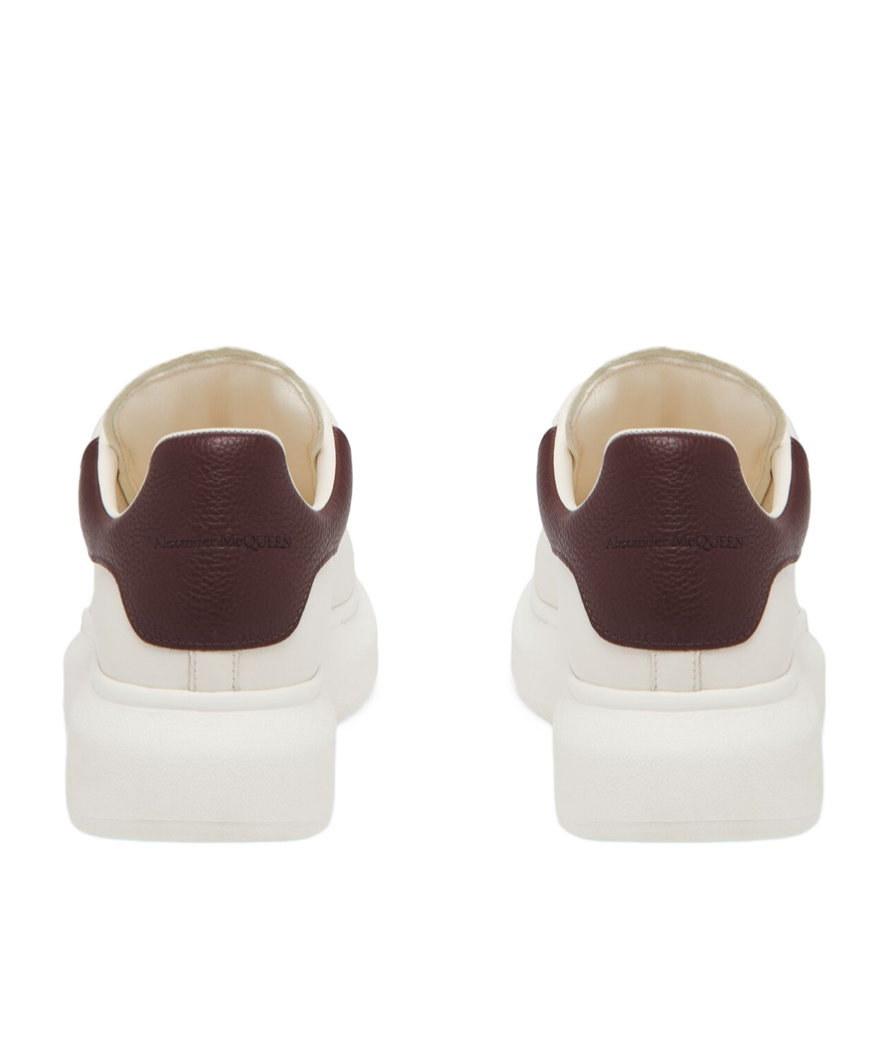 Alexander Mcqueen White Low-top Sneakers With Chunky Sole And Contrasting Heel Tab In Leather Man In Brown