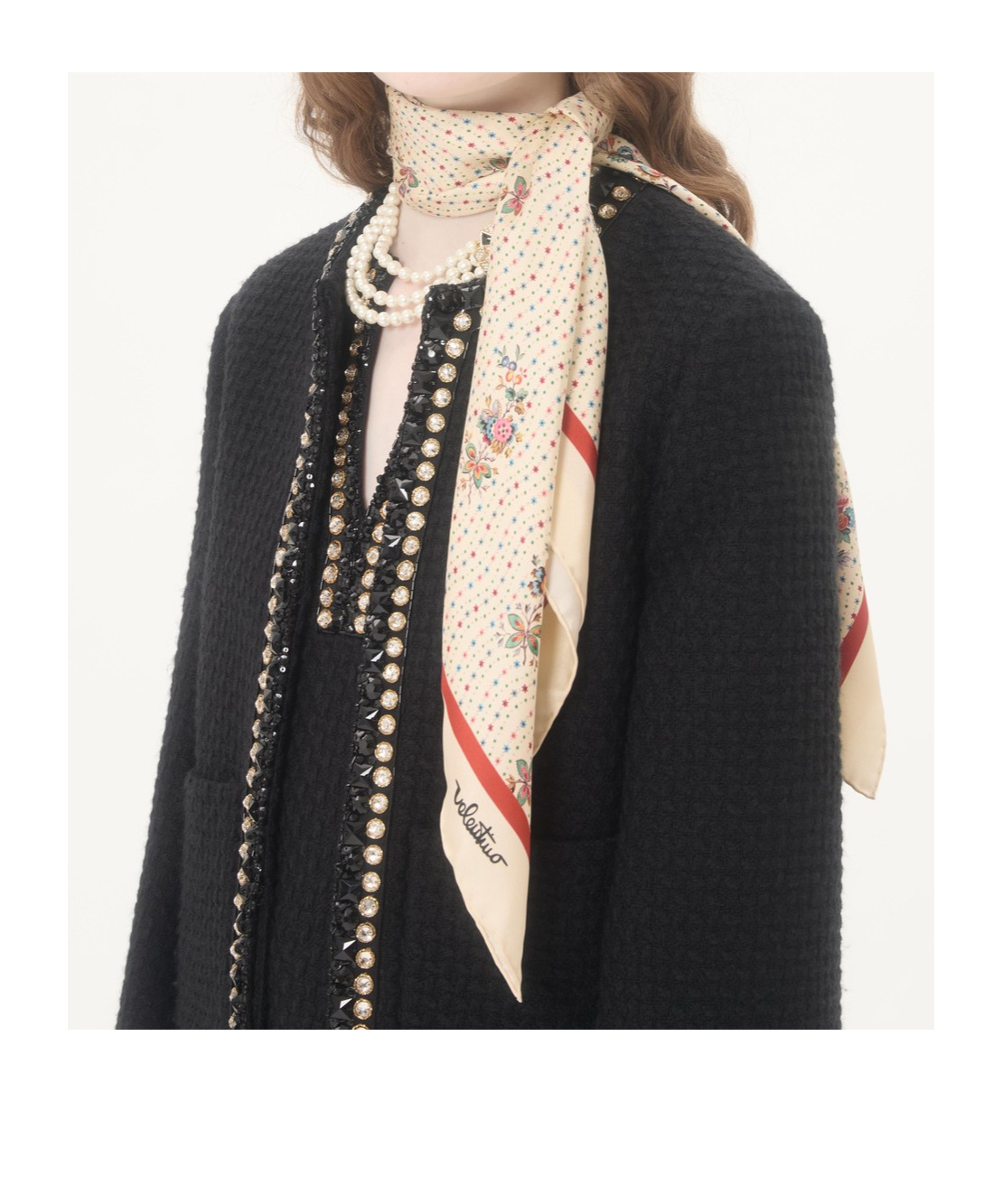 Valentino Square Silk Scarf In White