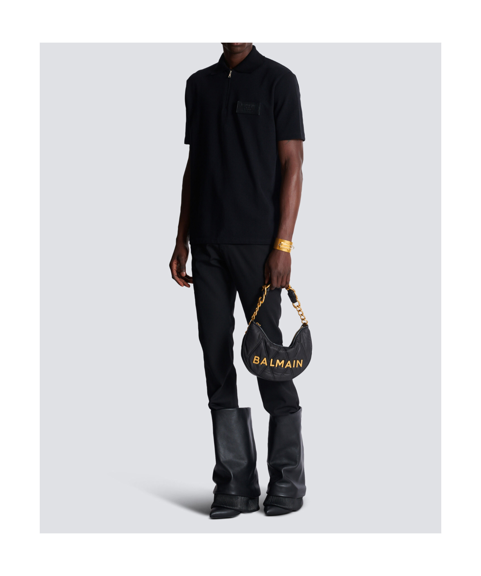 Balmain Polo With Logo In Black