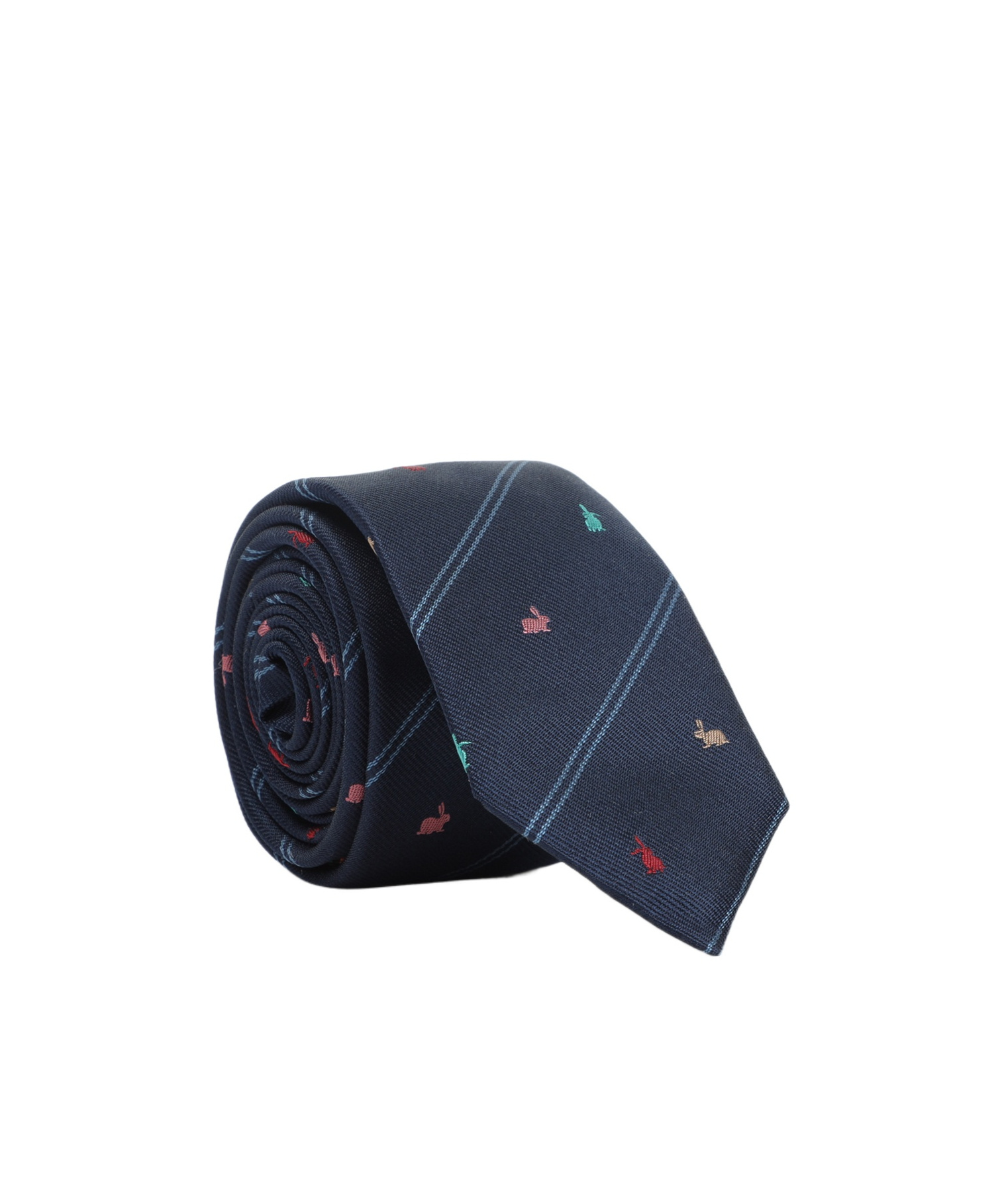 Paul Smith Navy Silk 'rabbit' Pinstripe Tie Blue