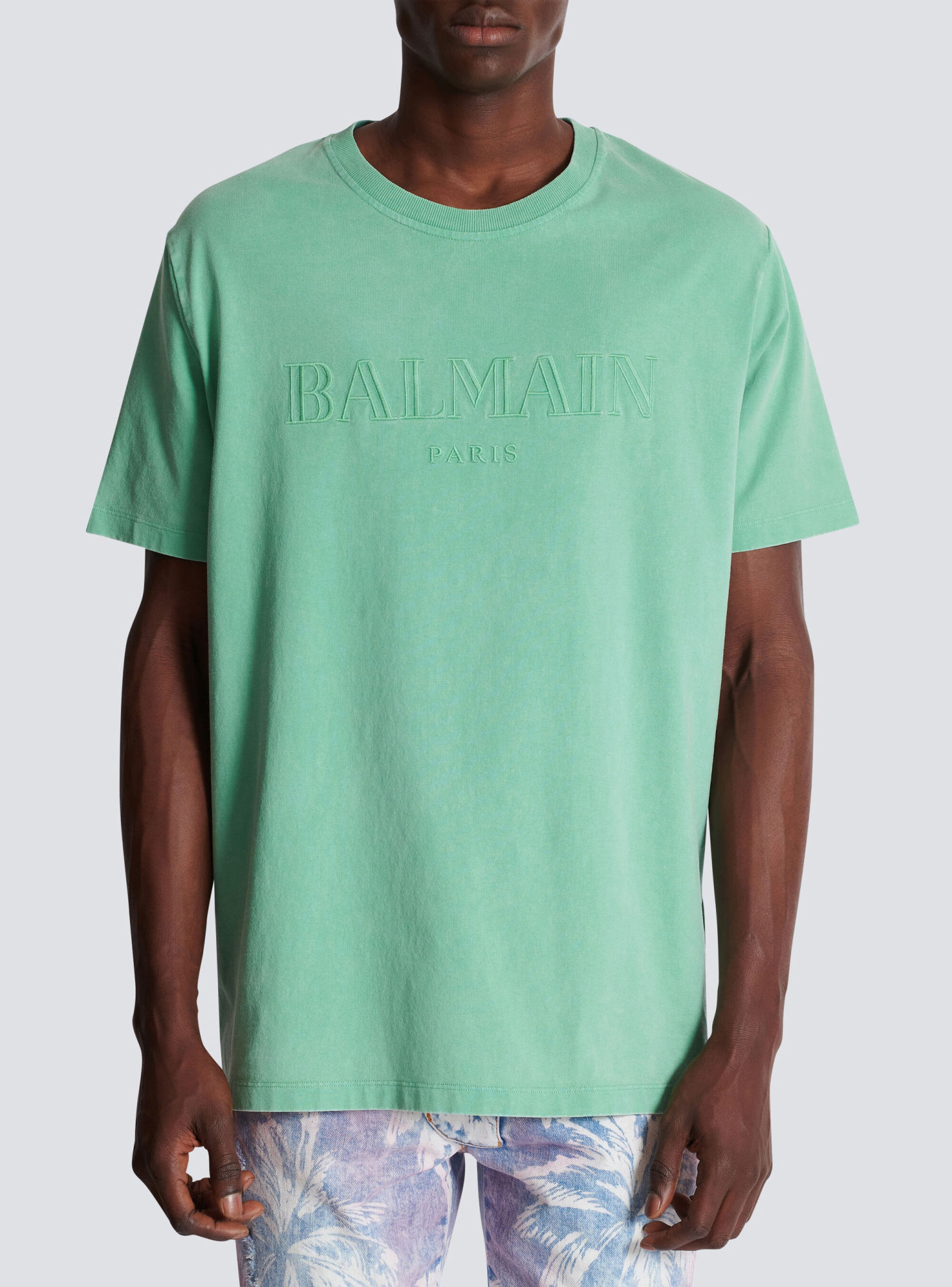 Balmain Cotton Embroidered T-shirt In Green