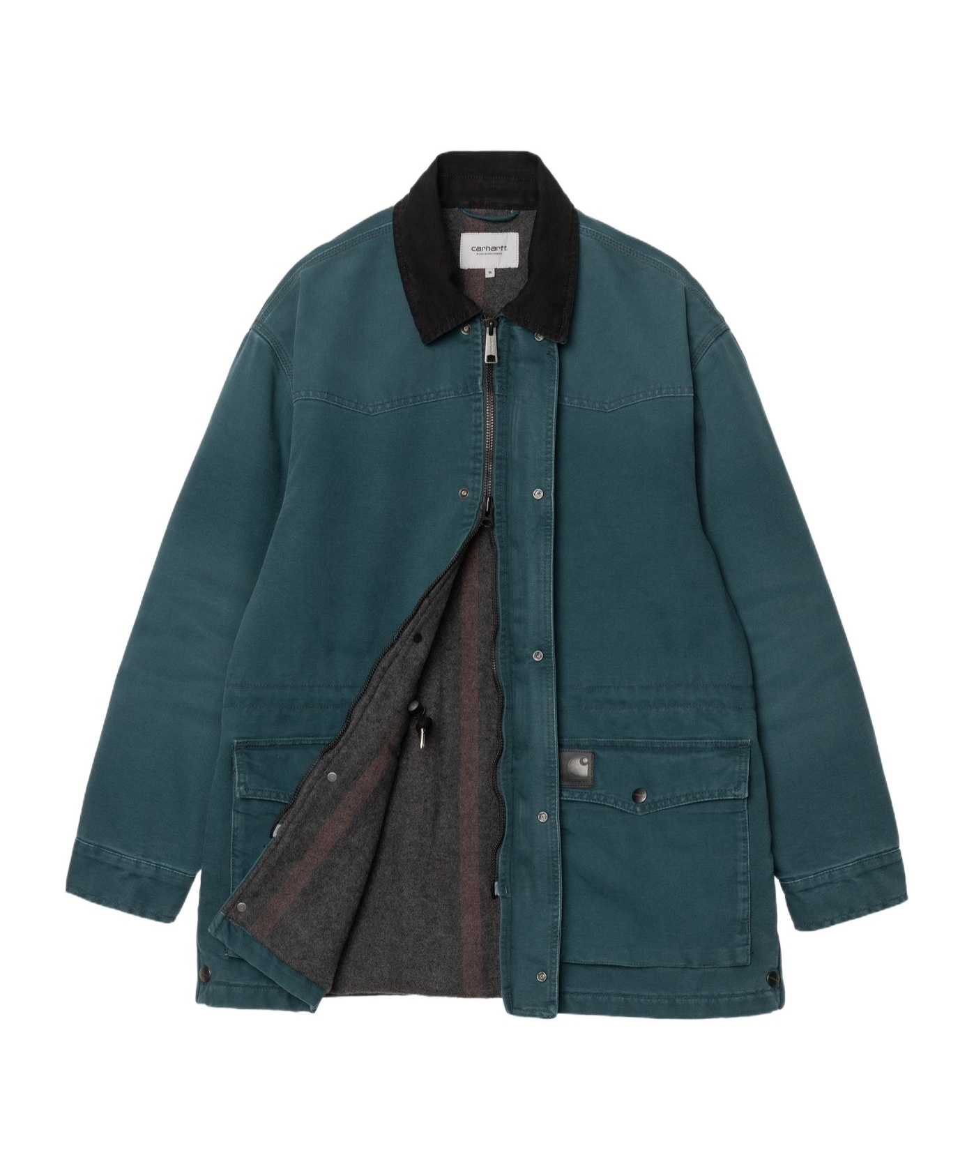 Carhartt Og Santa Fe Coat In Deep Lagoon/black