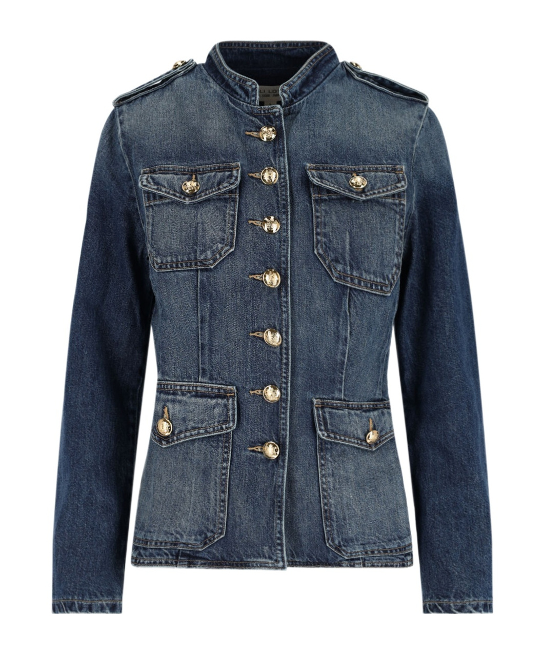 Nili Lotan Military Style Jacket Gold Buttons In Blue