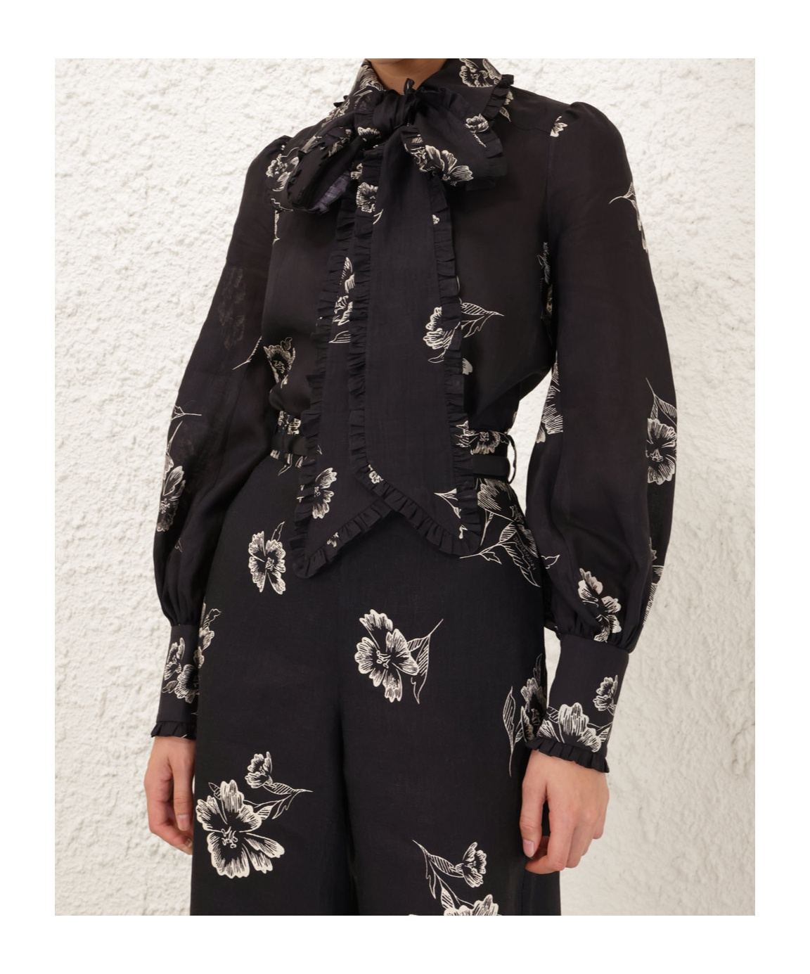 Zimmermann Ruffle Bow Shirt In Black