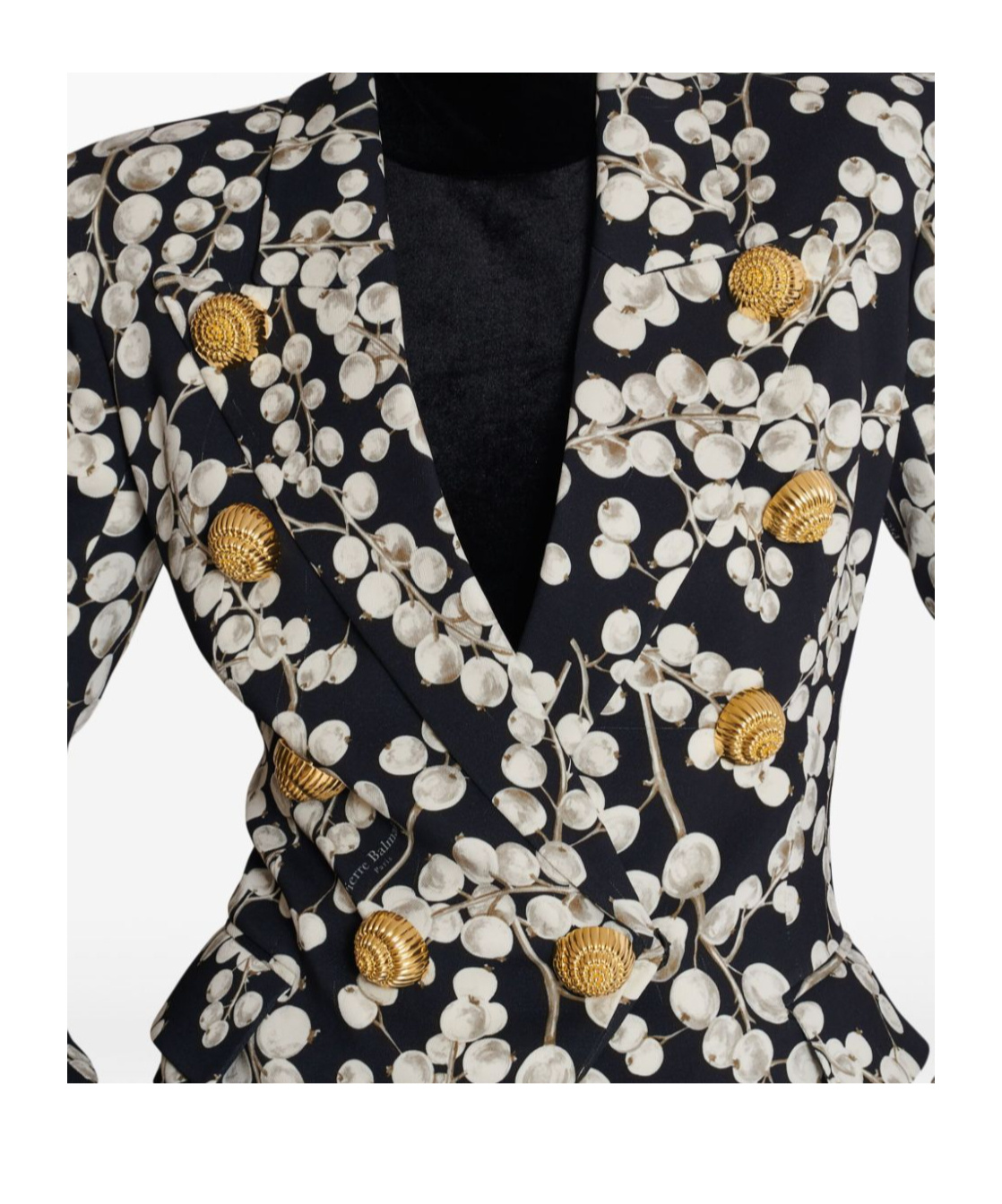 Balmain Graphic Print Blazer Peak Lapels In Black