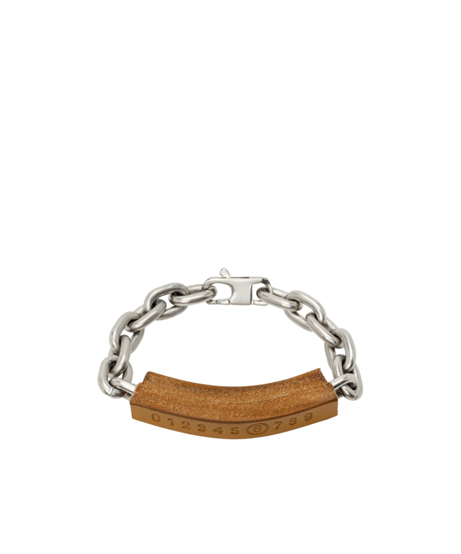 Mm6 Maison Margiela Logo Engraving Bracelet In Yellow