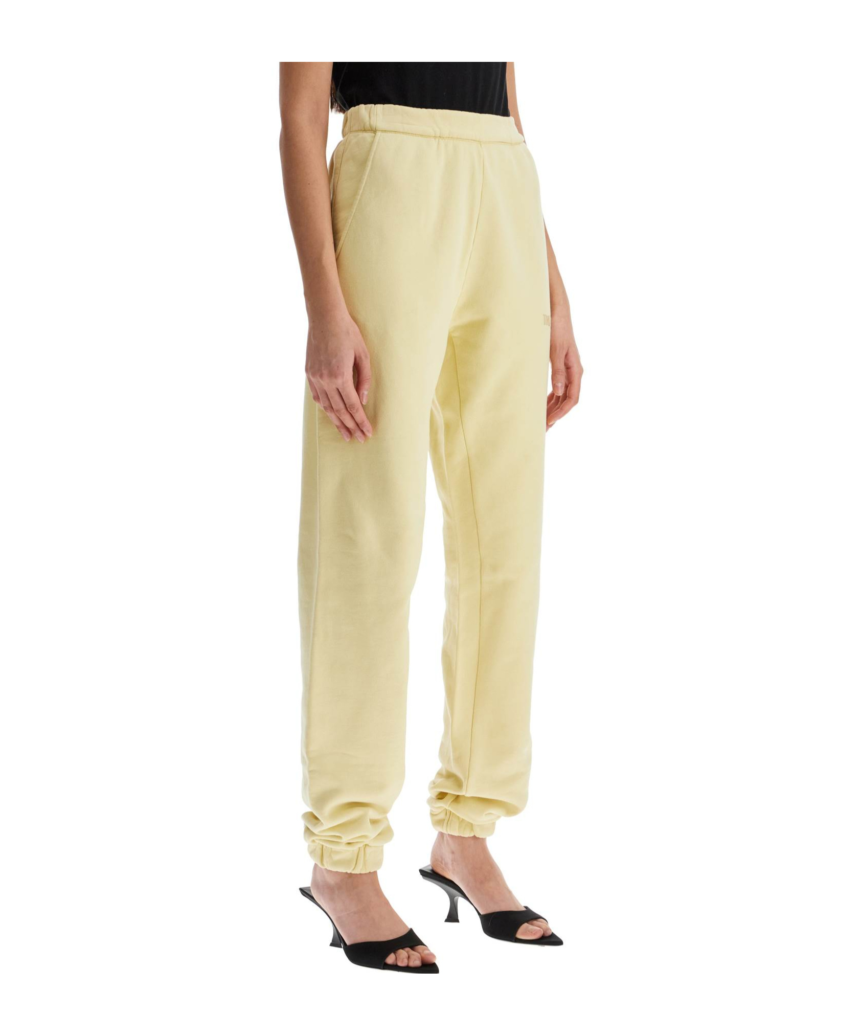 Attico High Waist Loose Yellow Cotton Pants In Nude