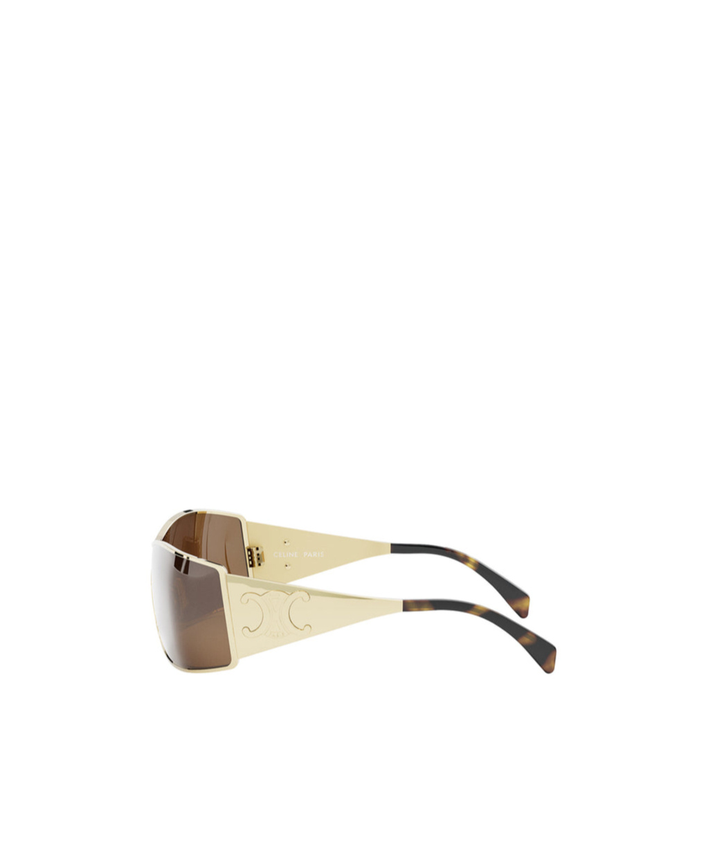 Celine Maxi Triomphe Metal Rectangular Shield Sunglasses In Brown