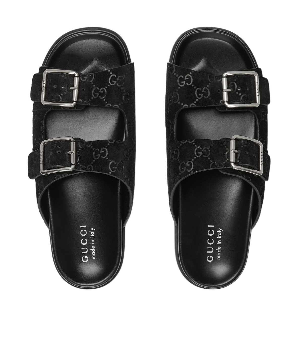 Gucci Rhein Open Suede Leather Sandals In Black