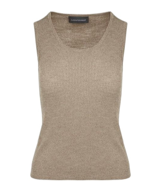Lorena Antoniazzi Sleeveless Ribbed-knit Top In Nude