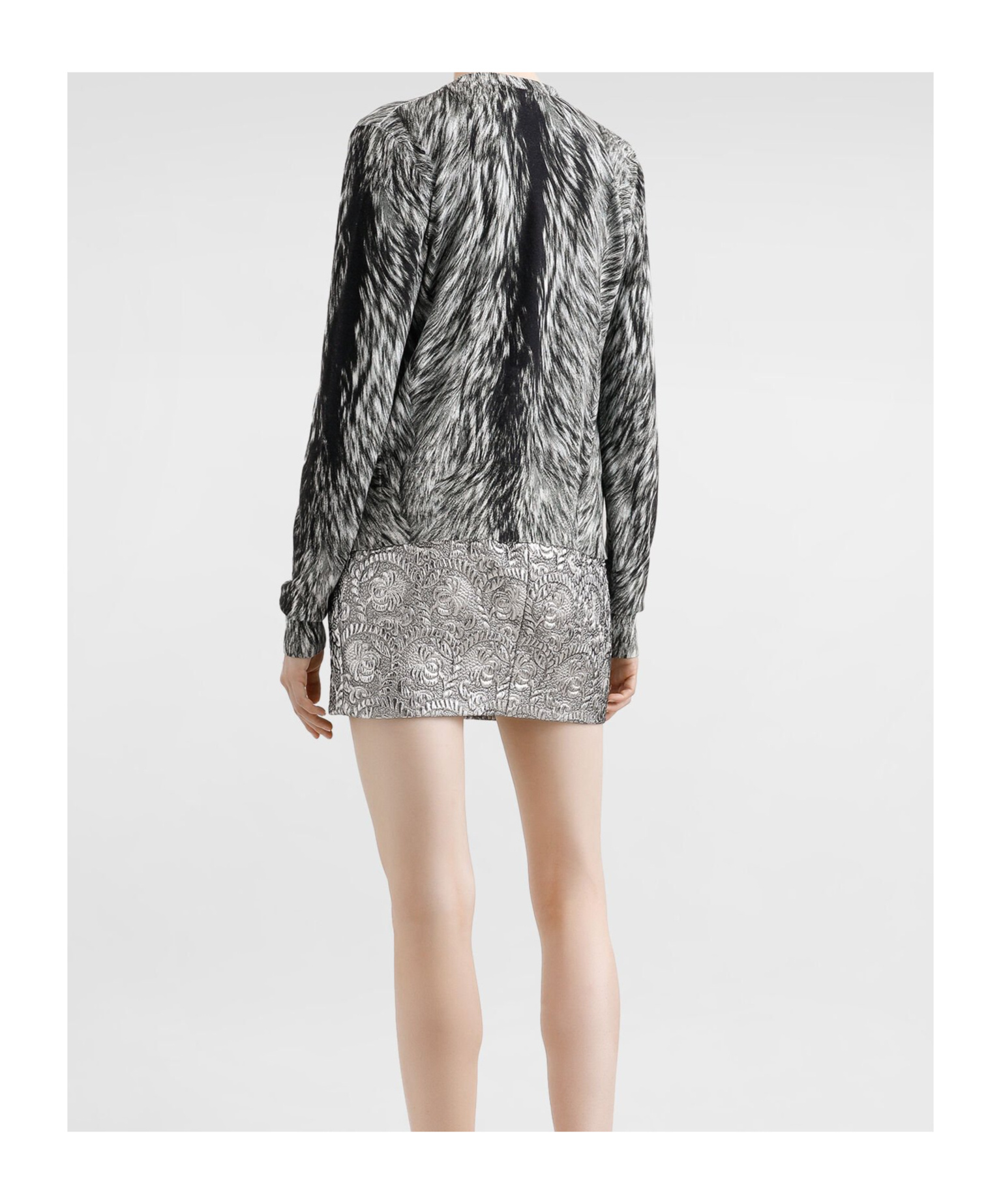 Dolce & Gabbana Fur-print Silk Cardigan In Gray