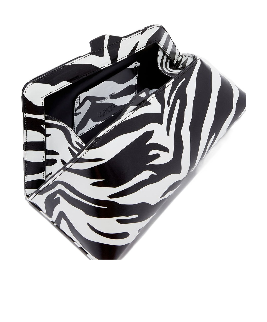 Attico 8.30 Pm Black And White Oversized Clutch In Animal Print