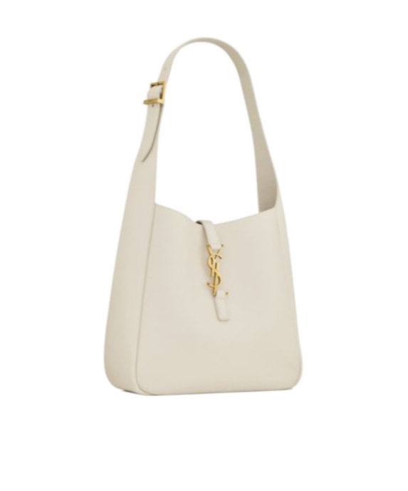 Saint Laurent Le 5 À 7 Supple Small In Grained Leather In White