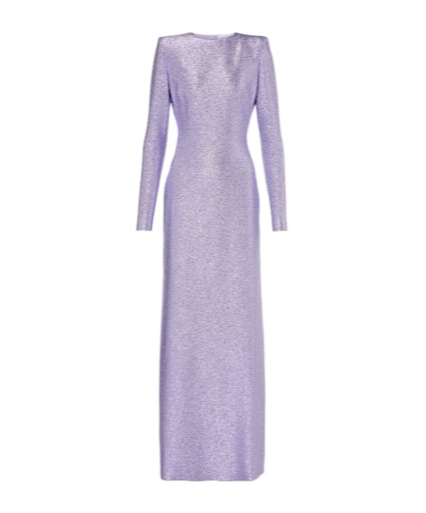 Oscar De La Renta Round Neck Long-sleeved Dress In Purple