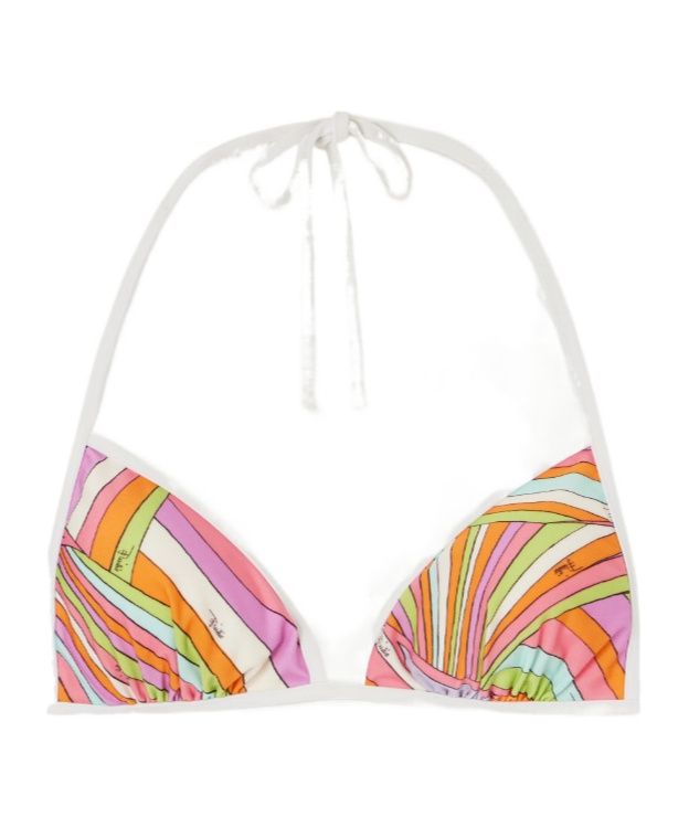 Pucci Printed Triangle Bikini Top In Multi