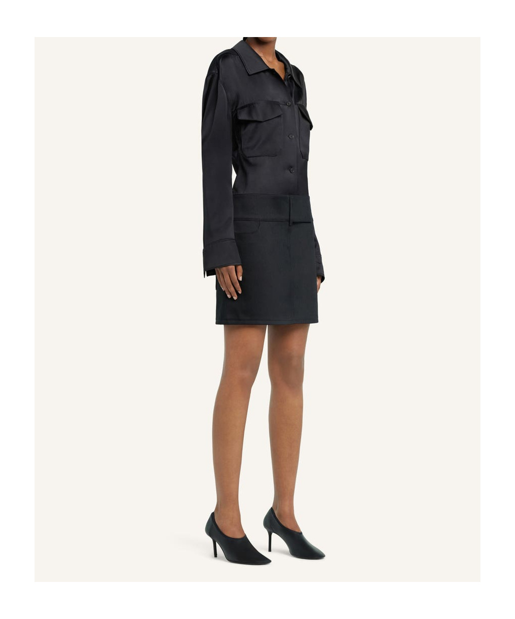 Courrèges Satin Shirt In Black
