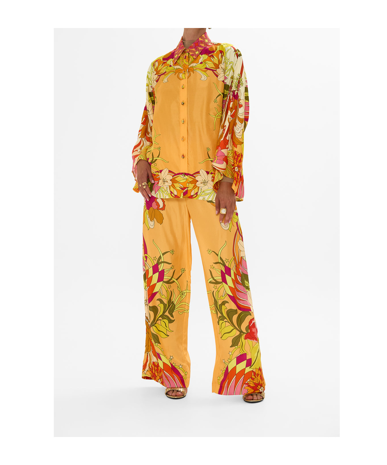 Shop Camilla Pattern Casual Pants In Yellow