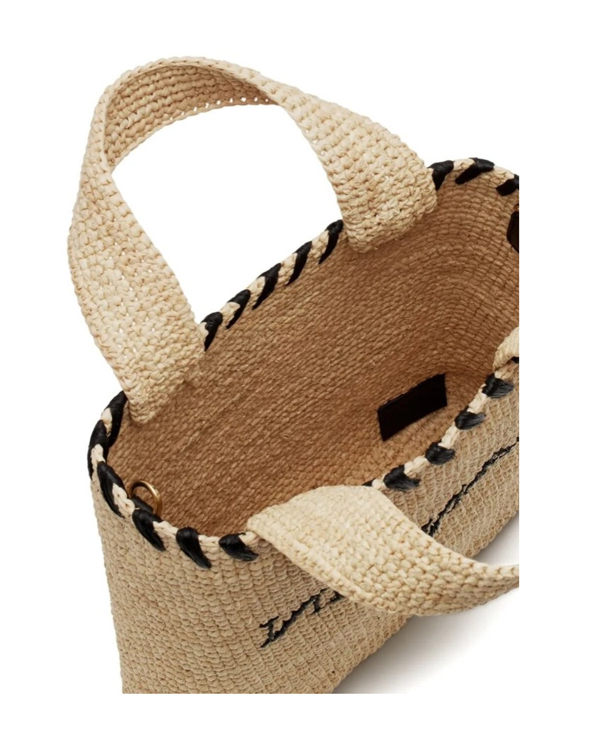 Shop Lanvin Logo-motif Raffia Tote Bag In Nude