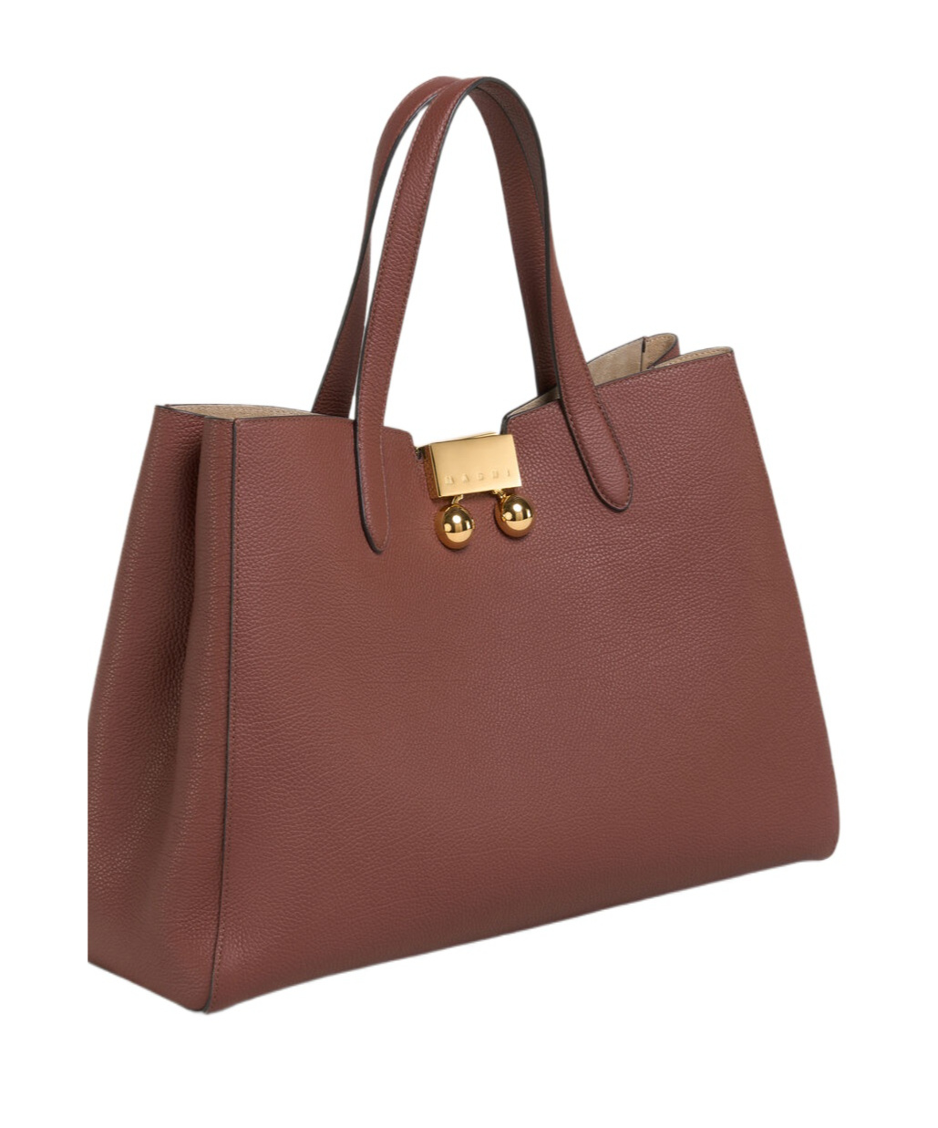Shop Marni Brick Red Leather Trunkaroo Tote Medium Handbag In Wild Cherry