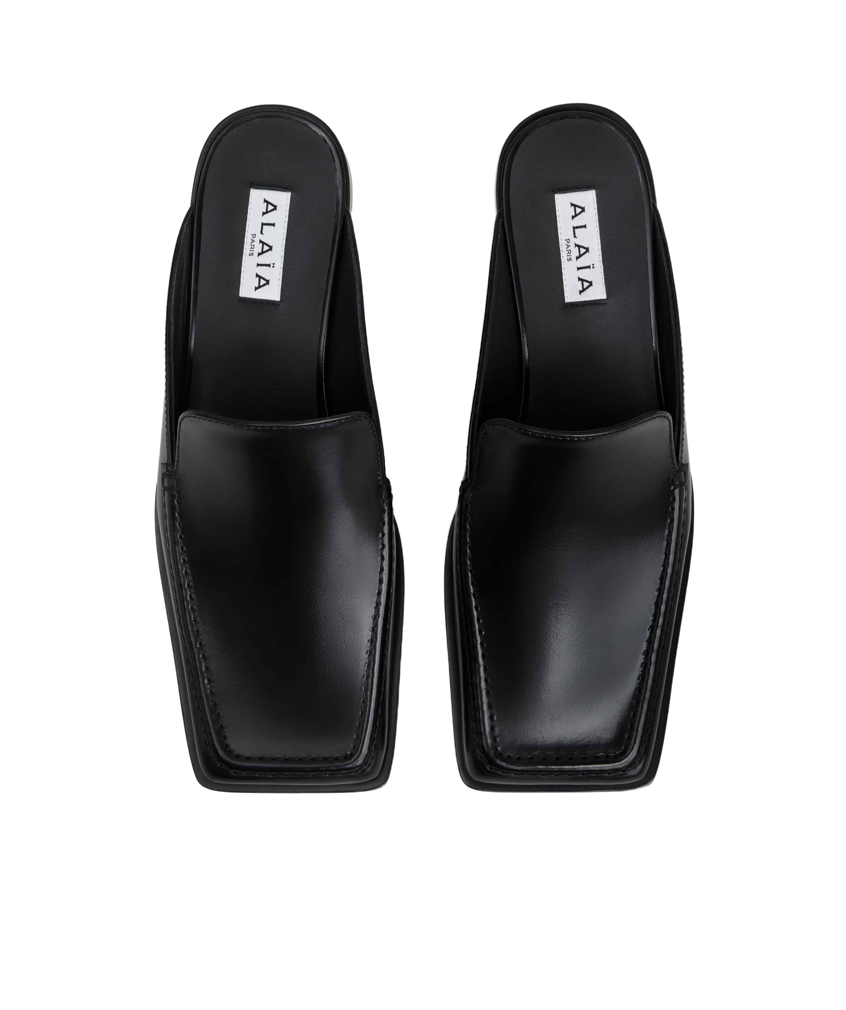 Alaïa 35mm Square-toe Leather Mules In Black
